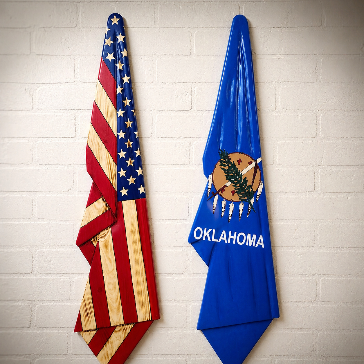 American & Oklahoma Draped Flags