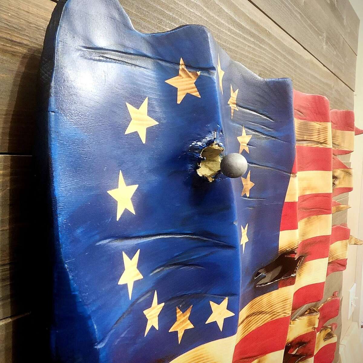 Battle Worn Betsy Ross Flag with Musket Ball