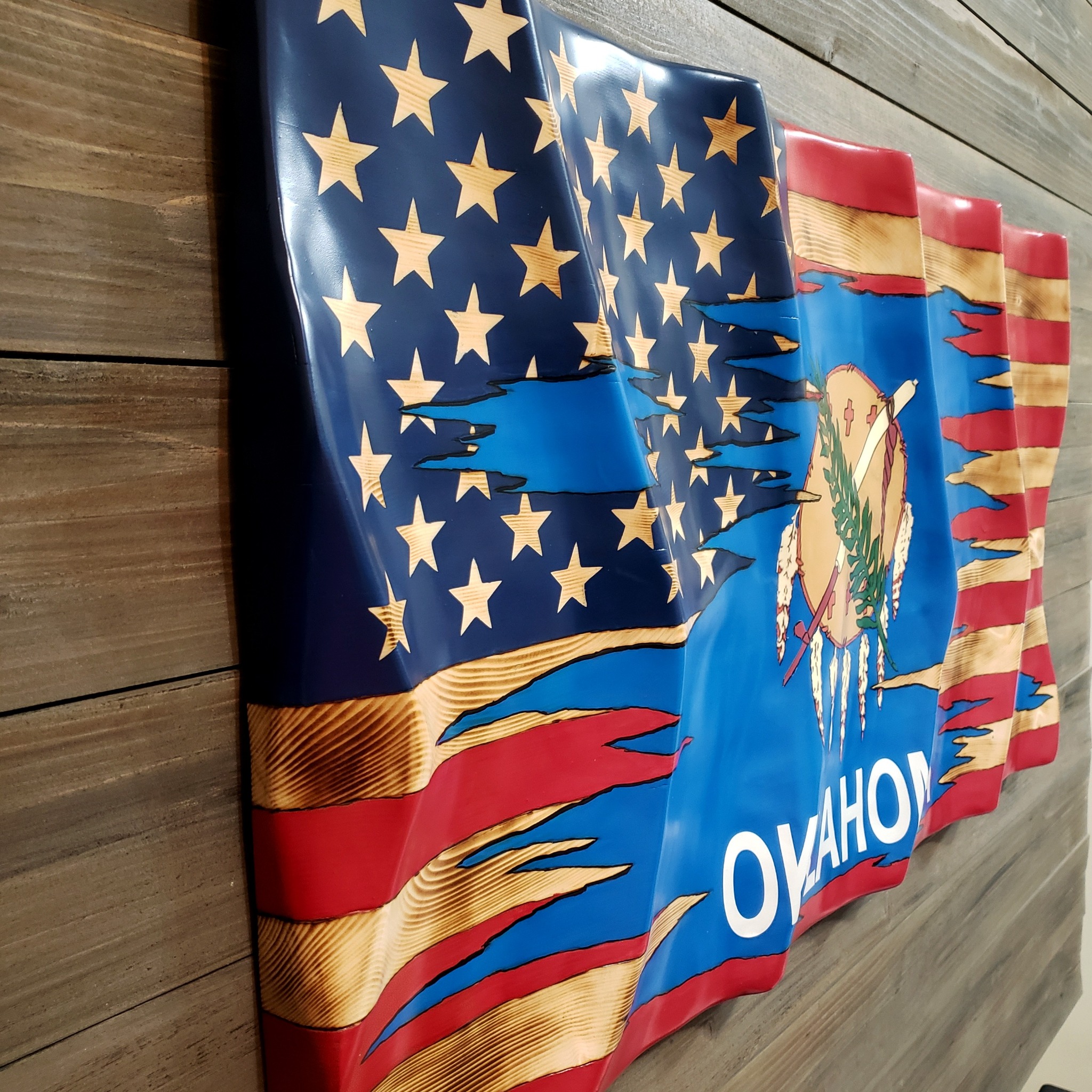 Oklahoma Torn Flag — Side View